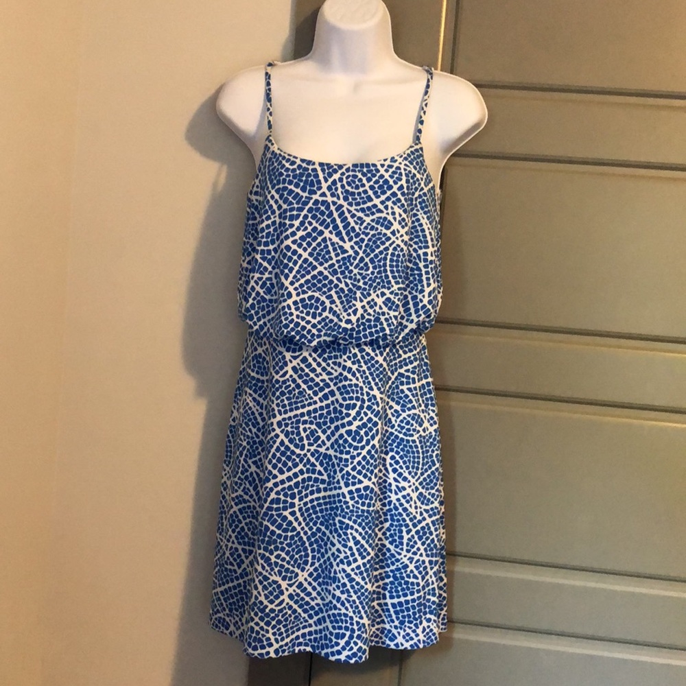 Susana Monaco Dress Blue White Print - Small
